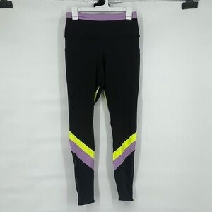 Love and sports lavender black yellow workout leggings